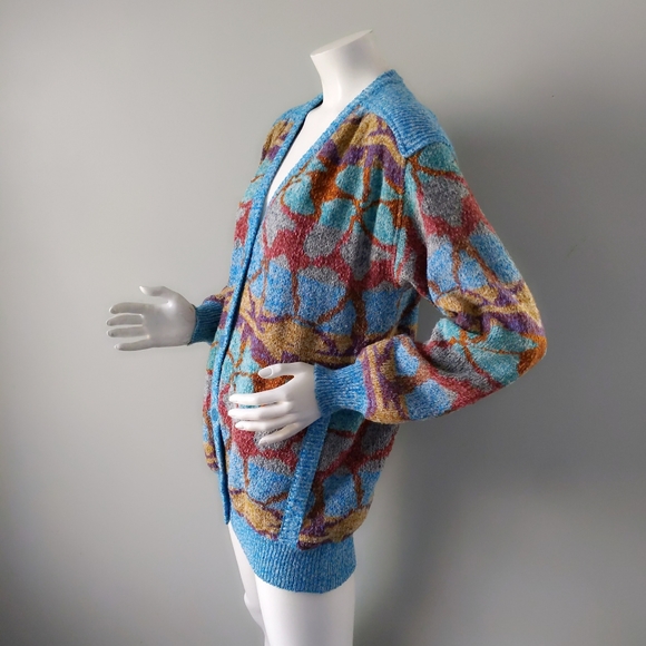 Vintage 70s 🎉HP🎉 Missoni Archival Giraffe Rainbow Oversized Cardigan M L - Picture 4 of 8